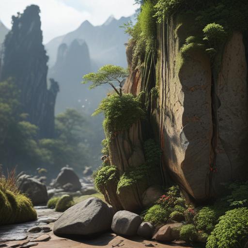 汉字“岩”的艺术化图片 (Artistic image for character 岩)