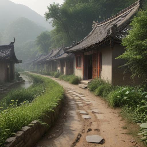 汉字“村”的艺术化图片 (Artistic image for character 村)
